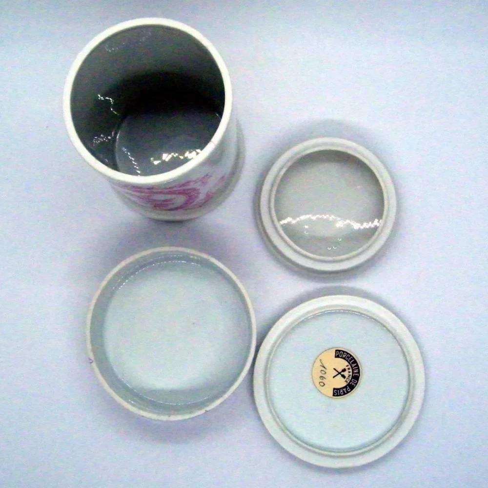 Vintage Porcelaine de Paris 6 pc Bathroom Vanity Set Soap Dish Jars Cup